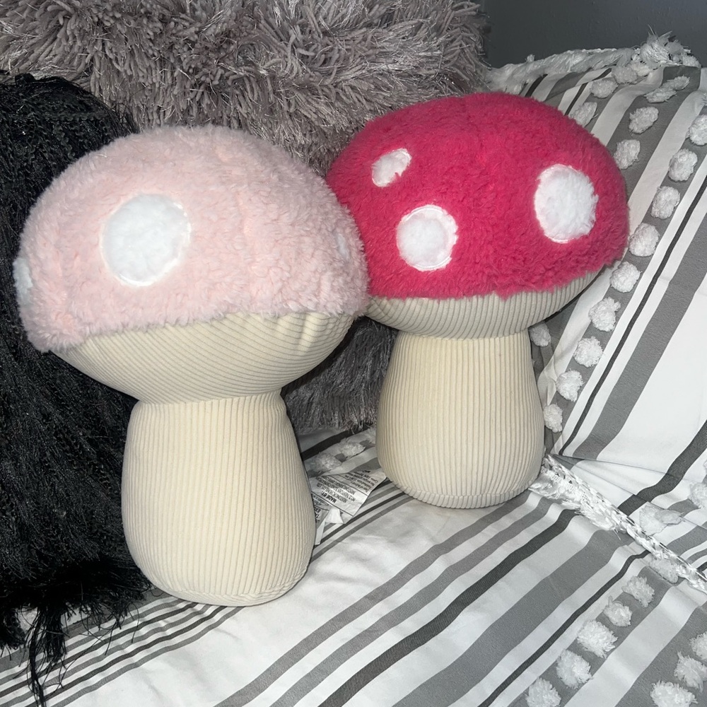 Set of 2 Pink Mushroom Pillows, Cupcakes and Cashmere